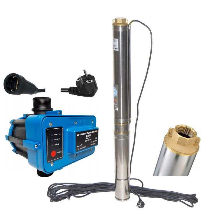 PAG Turbo GmbH 3" Tiefbrunnenpumpe sandverträglich 6000L/h - 750W - 6,2bar + Steuerung PC20P