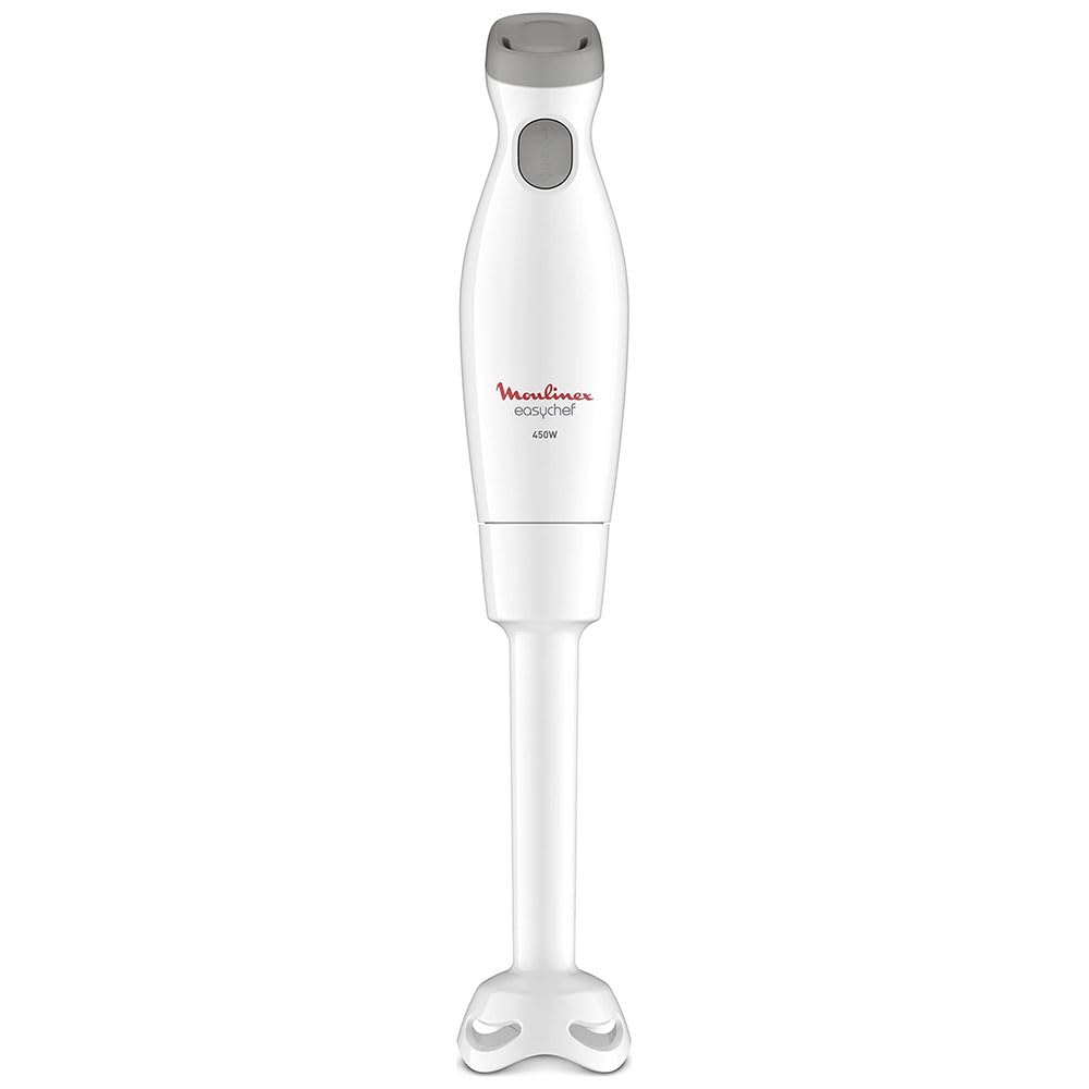 Moulinex Easychef DD45A1 Stabmixer, 450 W, 2 Geschwindigkeitsstufen, Zelkrom Klingen, weiss, Weiss