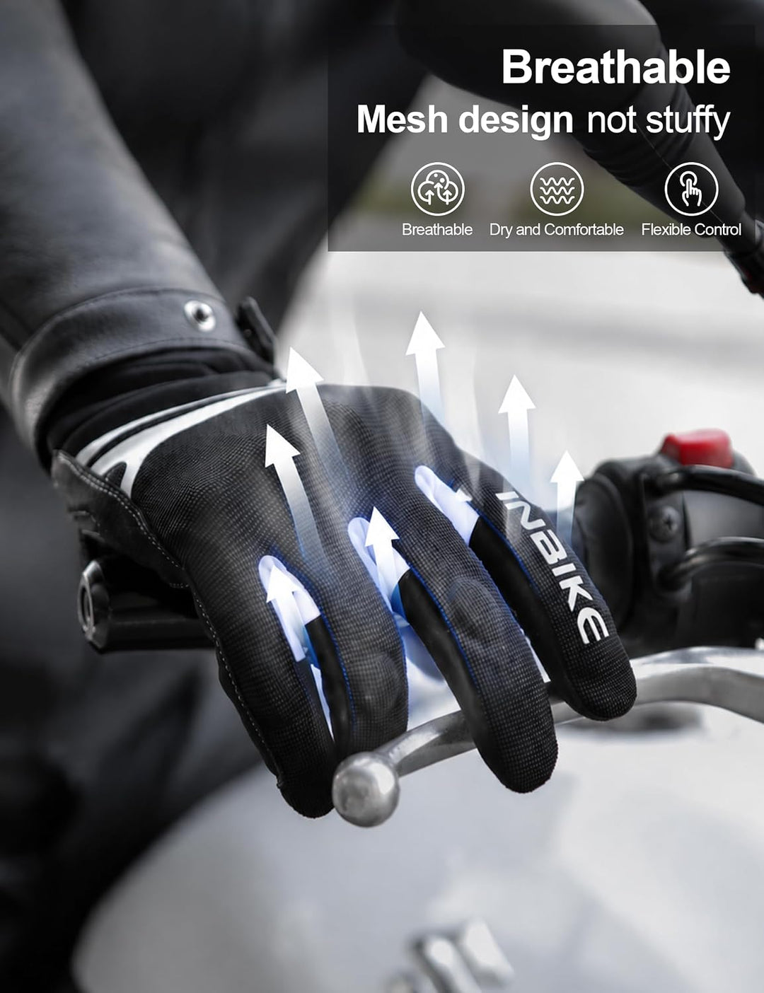 INBIKE Motorrad Handschuhe Motocross Sommer EUDE Foam Schutz Atmungsaktiv Touchscreen Motorradhandsc