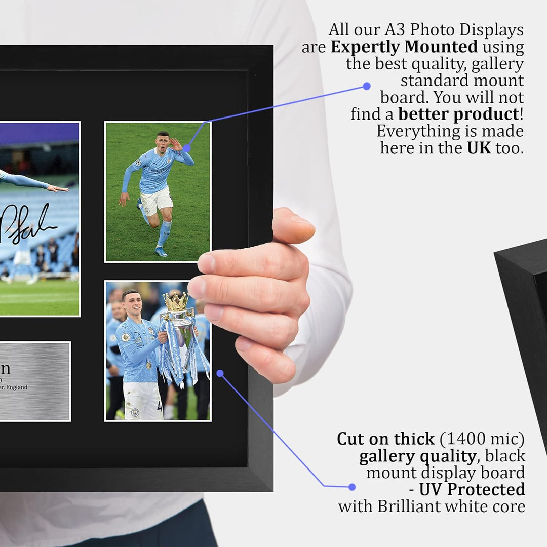 HWC Trading FR A3 Phil Foden Manchester City Geschenke Gedruckt, Signiert Autogramm Bild, Für Fussba
