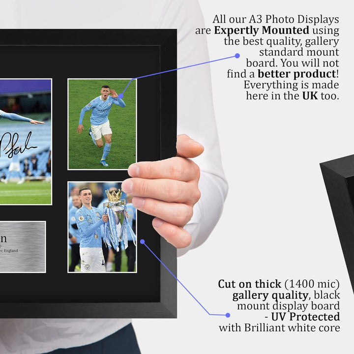 HWC Trading FR A3 Phil Foden Manchester City Geschenke Gedruckt, Signiert Autogramm Bild, Für Fussba