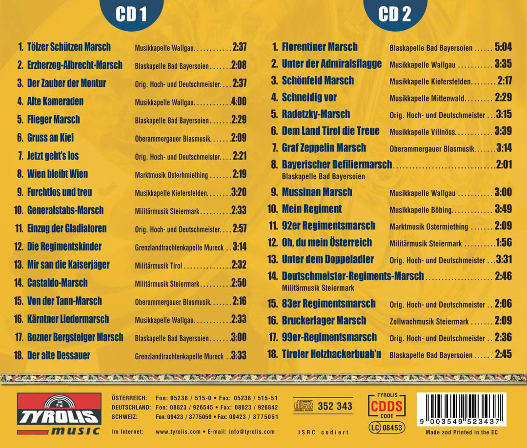 Die schönsten Traditions Märsche ( Marschmusik ), Audio-CD