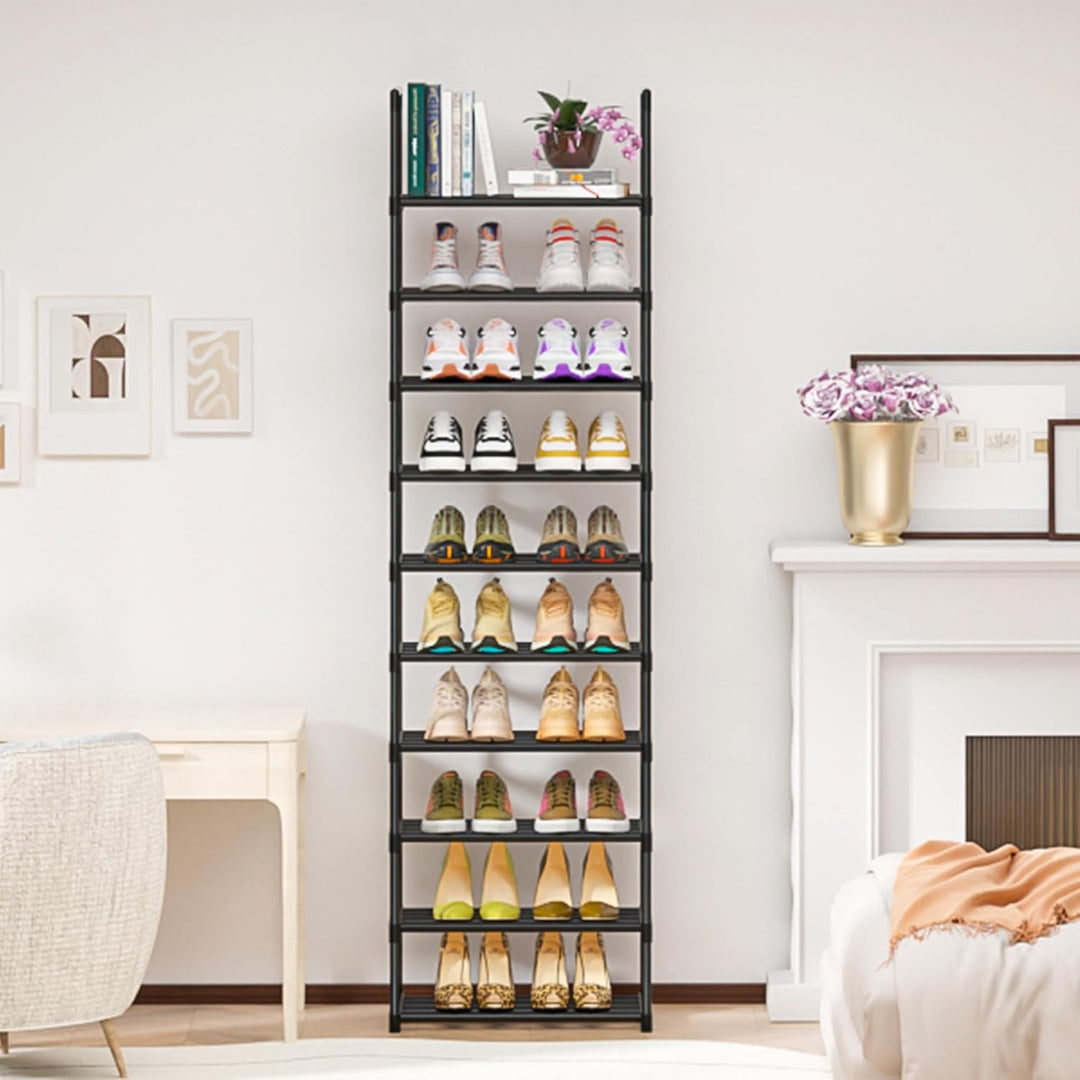 OYREL Schuhregal 10 Ebenen Platz Sparen, Schuh-Organizer Grosse Kapazität für 20-25 Paar Schuhe, Met