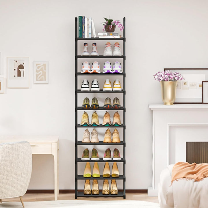 OYREL Schuhregal 10 Ebenen Platz Sparen, Schuh-Organizer Grosse Kapazität für 20-25 Paar Schuhe, Met