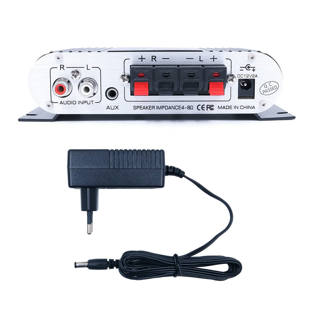 DollaTek LP-808 12V MiNi Tragbarer kabelgebundener HiFi-Verstärker mit 3A-Netzteil für Autotelefon z