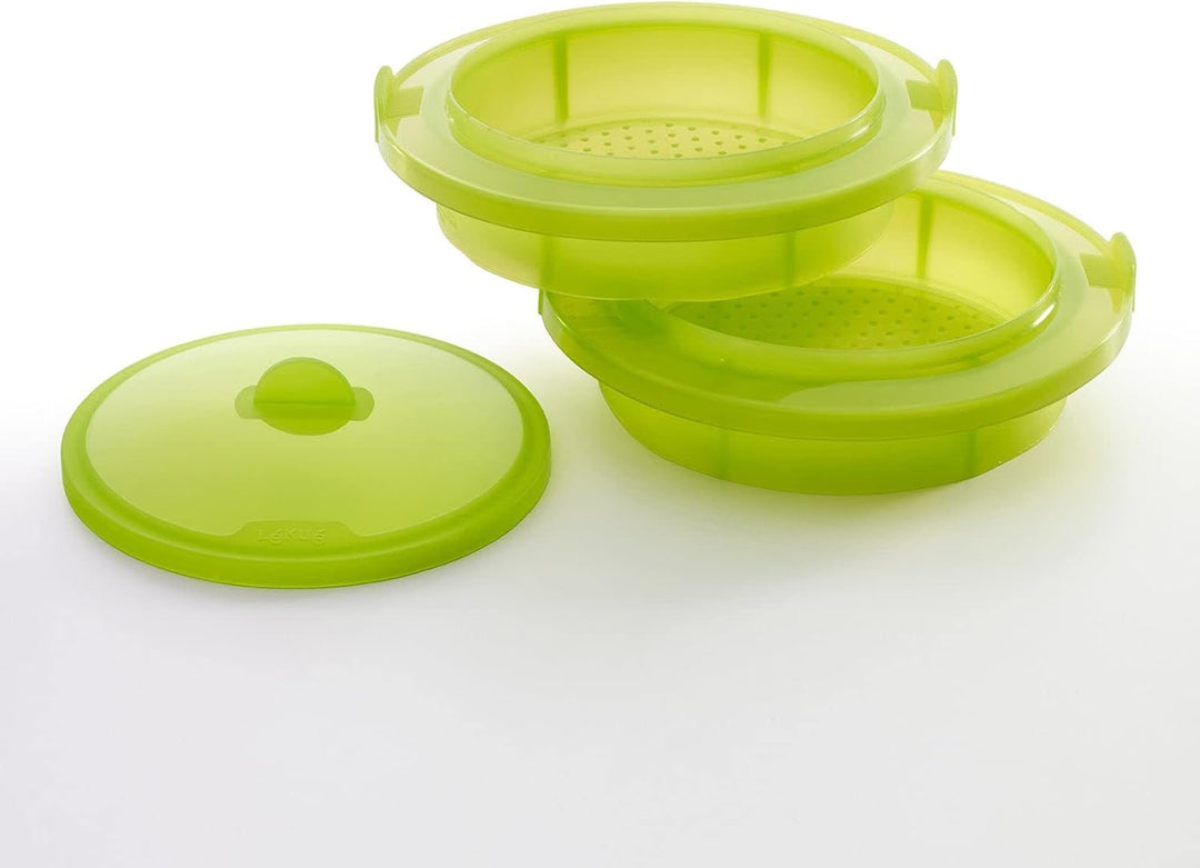 Lékué 2-stufiger Dampfgaraufsatz, grün, Silikon, 22 cm 22x22x8