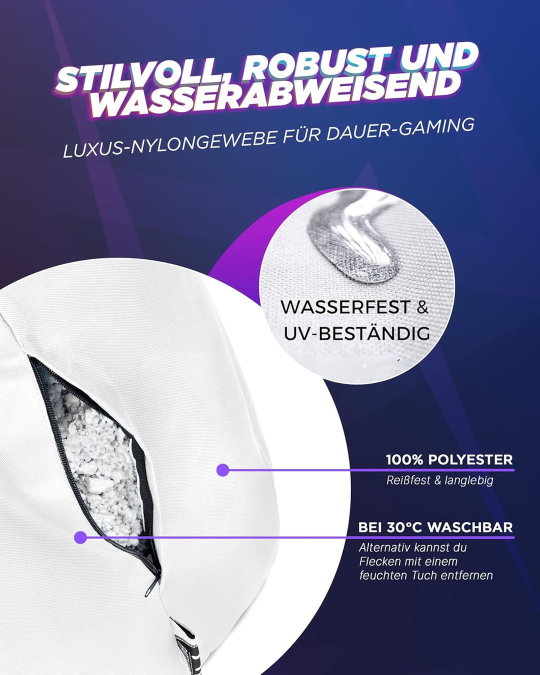 PATCH HOME Gamer Sessel in 2 verschiedenen Grössen und 25 XXL - 80cm Durchmesser, 30cm Sitzhöhe, 90c
