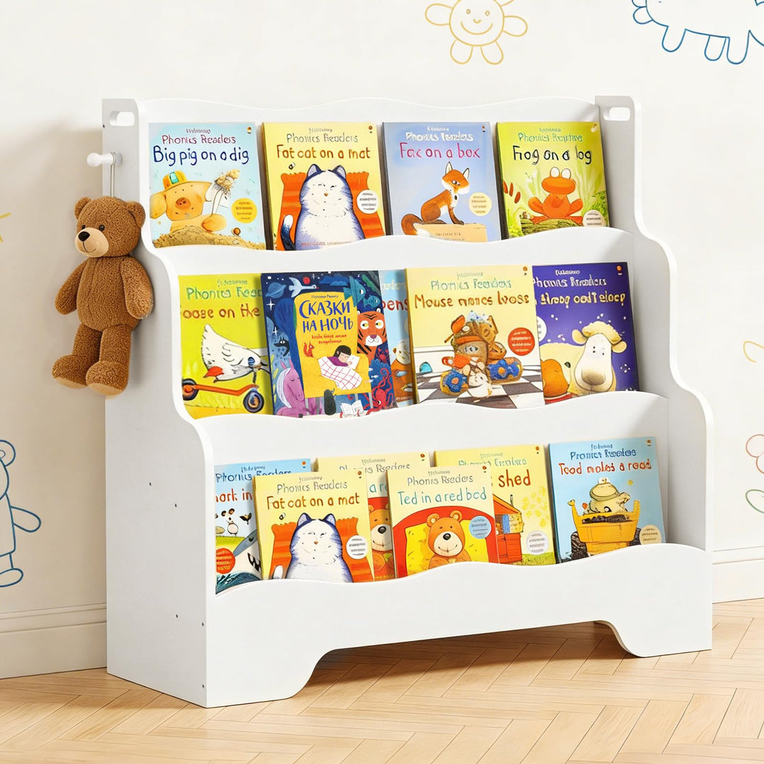 Bücherregal Kinder Montessori Kinderregal mit 3 Ablagefächern Regal Kinderzimmer Spielzeug Aufbewahr