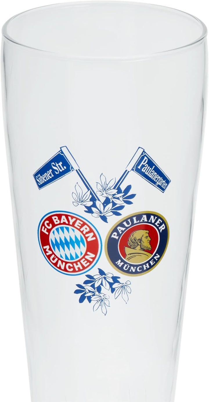 FC Bayern München Weissbierglas 2er Set - Doppellogo - 0.5l |Glas | Bierglas | Weizenglas FCB