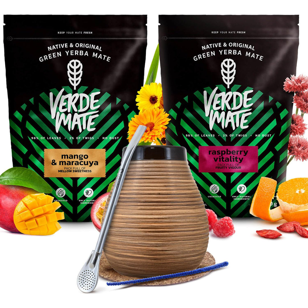 Verde Mate Green Mate Tee Set | Zweierpack Mate Tee | Himbeer Vitality und Mango & Maracuya | Kaleba