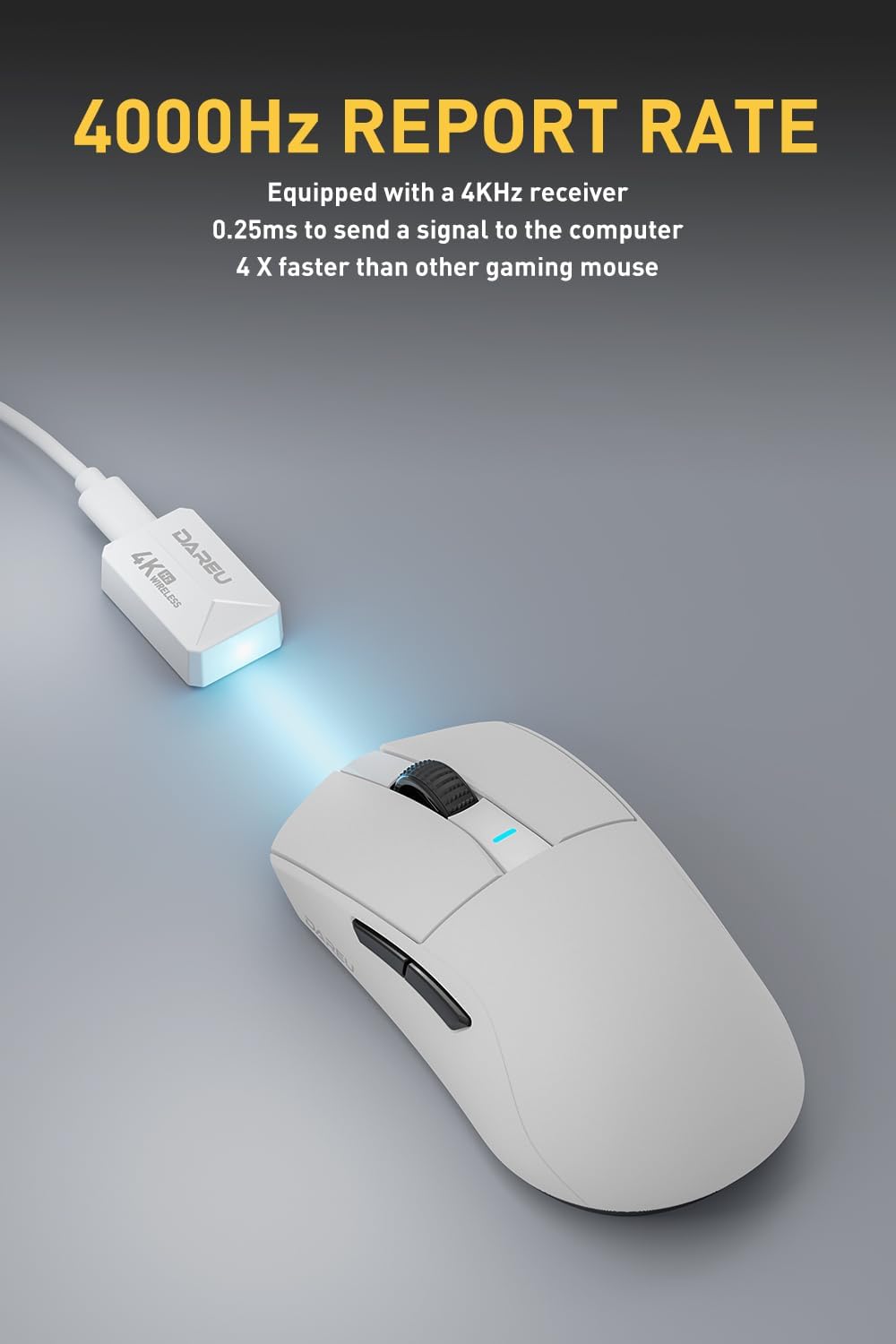 DAREU A950pro 4K Wireless Gaming Mouse: 55 g Ultraleicht, 4 kHz Abtastrate, Optischer Sensor PAW3395