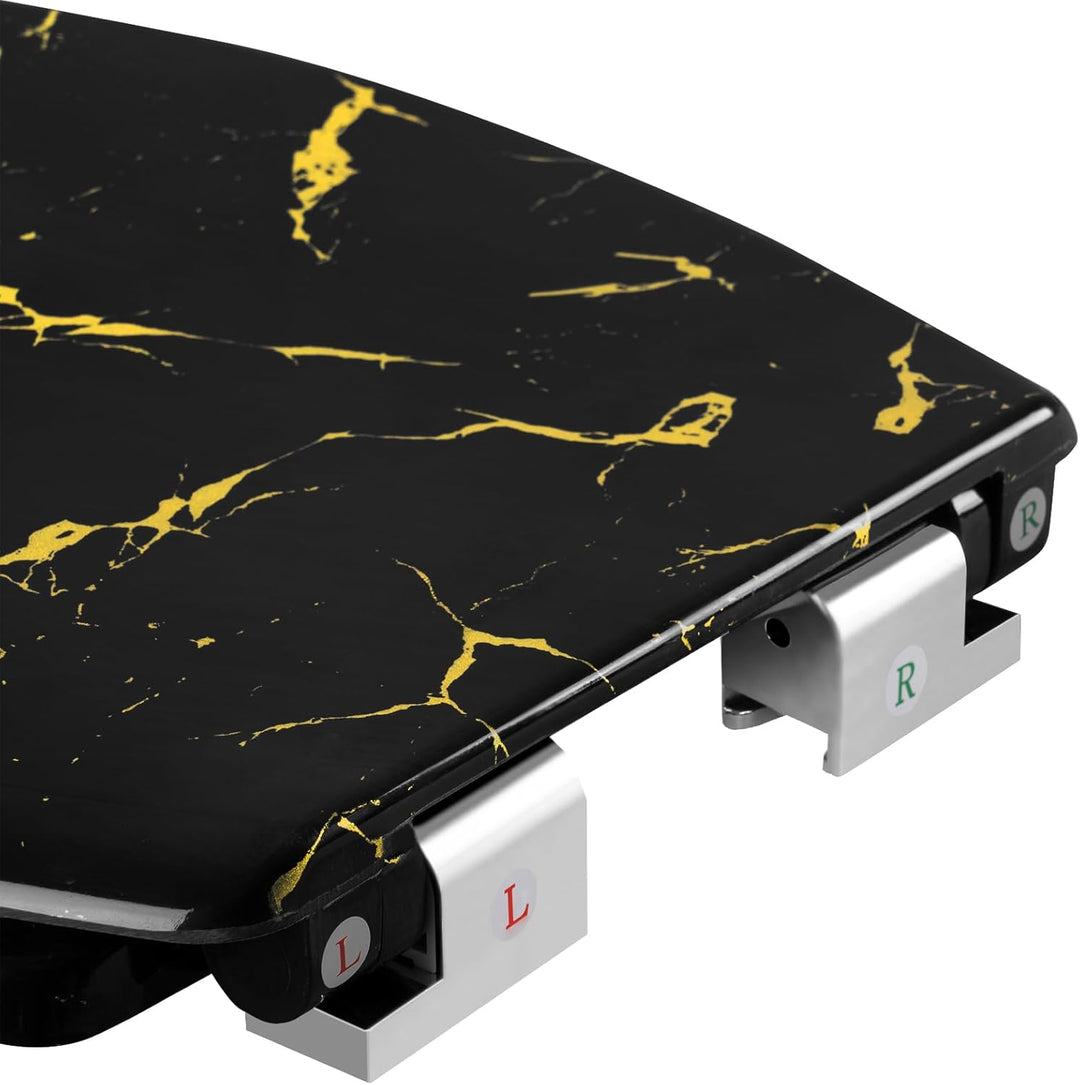WOLTU Toilettendeckel mit Absenkautomatik, schwarzer WC Sitz mit goldenem Glitzer, Toilettensitz aus
