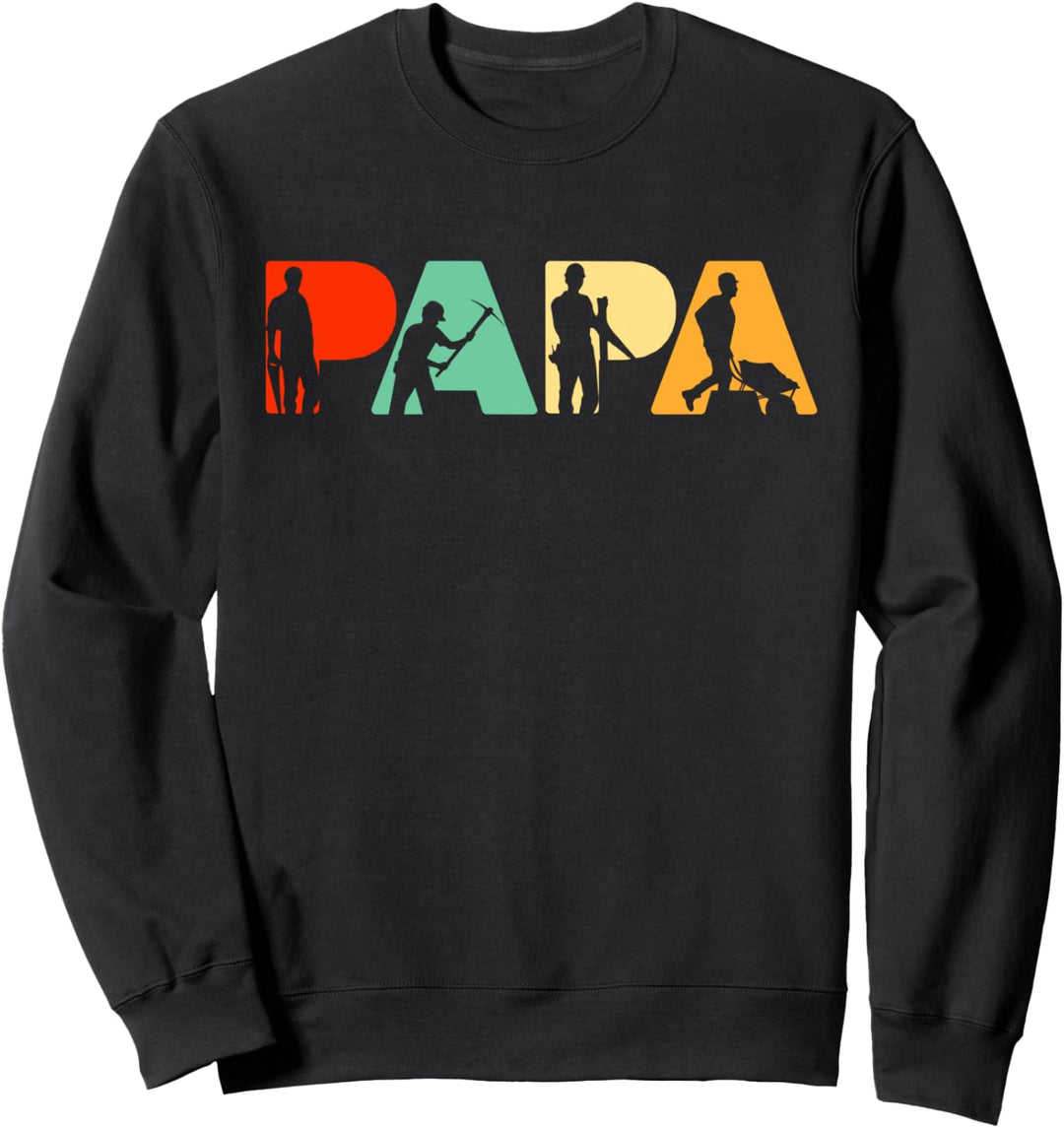 Retro Bauarbeiter Papa, Lustiger Angeln Papa Sweatshirt