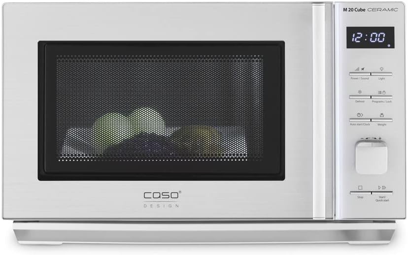 CASO M 20 Cube Ceramic - Mikrowelle mit Keramikboden, kein Drehteller notwendig, 20 Liter, 800 Watt,