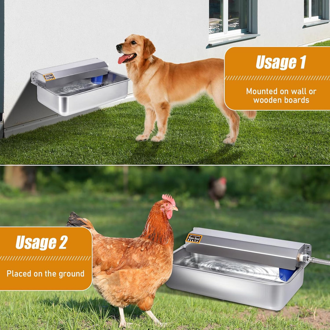 Automatischer Hundewasserspender 6L aus Edelstahl mit Ablassschraube, Selbstnachfüllend für Hunde, K