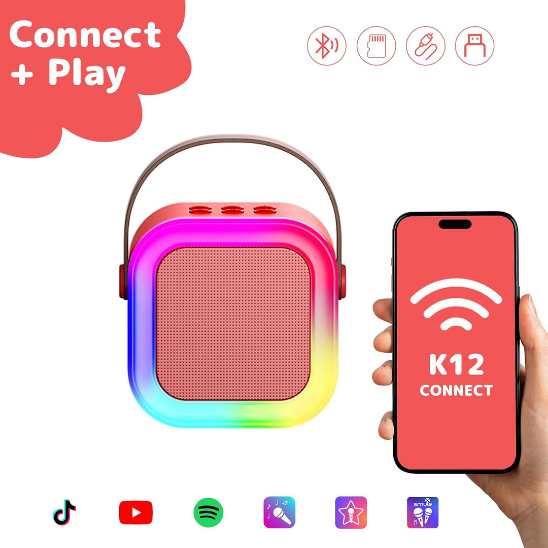 Fede Karaoke Maschine für Kinder Erwachsene, Mini Karaoke Maschine mit 2 Mikrofonen, Tragbarer Bluet