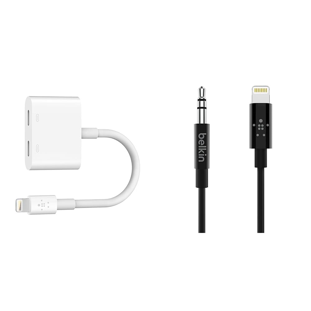 Belkin Rockstar Lightning-Audio- und Ladeadapter & Audiokabel mit Lightning Connector, 0,9 m/3,5 mm