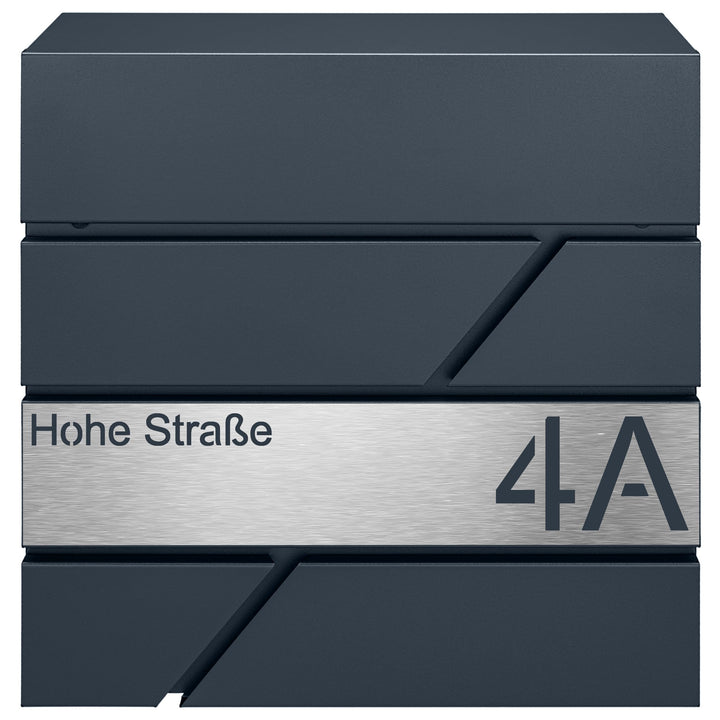 Briefkasten mit Zeitungsfach in Anthrazit, Edelstahlbriefkasten, Wandbriefkasten Briefkasten mit Sch