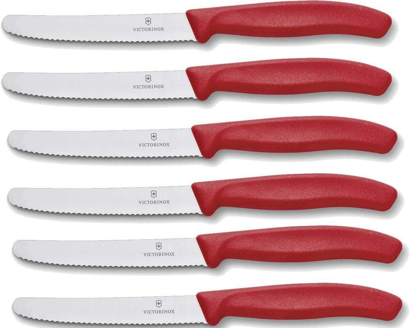 Victorinox 6 Stück Tafelmesser - Küchenmesser - Brötchenmesser Swiss Classic mit Wellenschliff - Swi