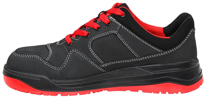 ELTEN Sicherheitsschuhe MAVERICK black-red Low ESD S3, Damen und Herren, Leder, Stahlkappe, leicht,