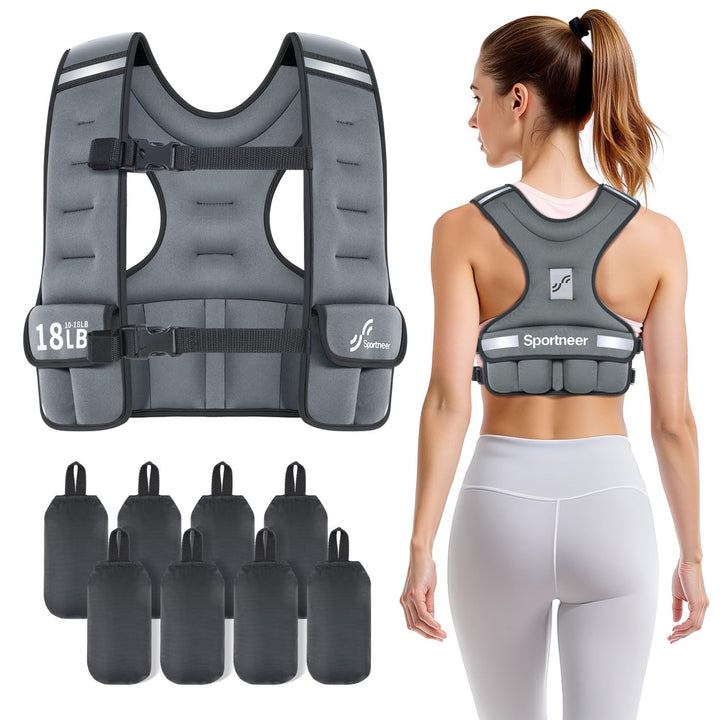 Sportneer Verstellbare Gewichtsweste für Damen Laufweste, 2,7-4,5kg/ 4,5-8,16kg Gewichtsweste für Kr