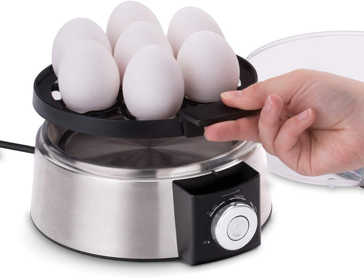 Cloer 6070 Elektronischer Eierkocher für bis zu 7 Eier, Weiterkochfunktion, akustische Fertigmeldung