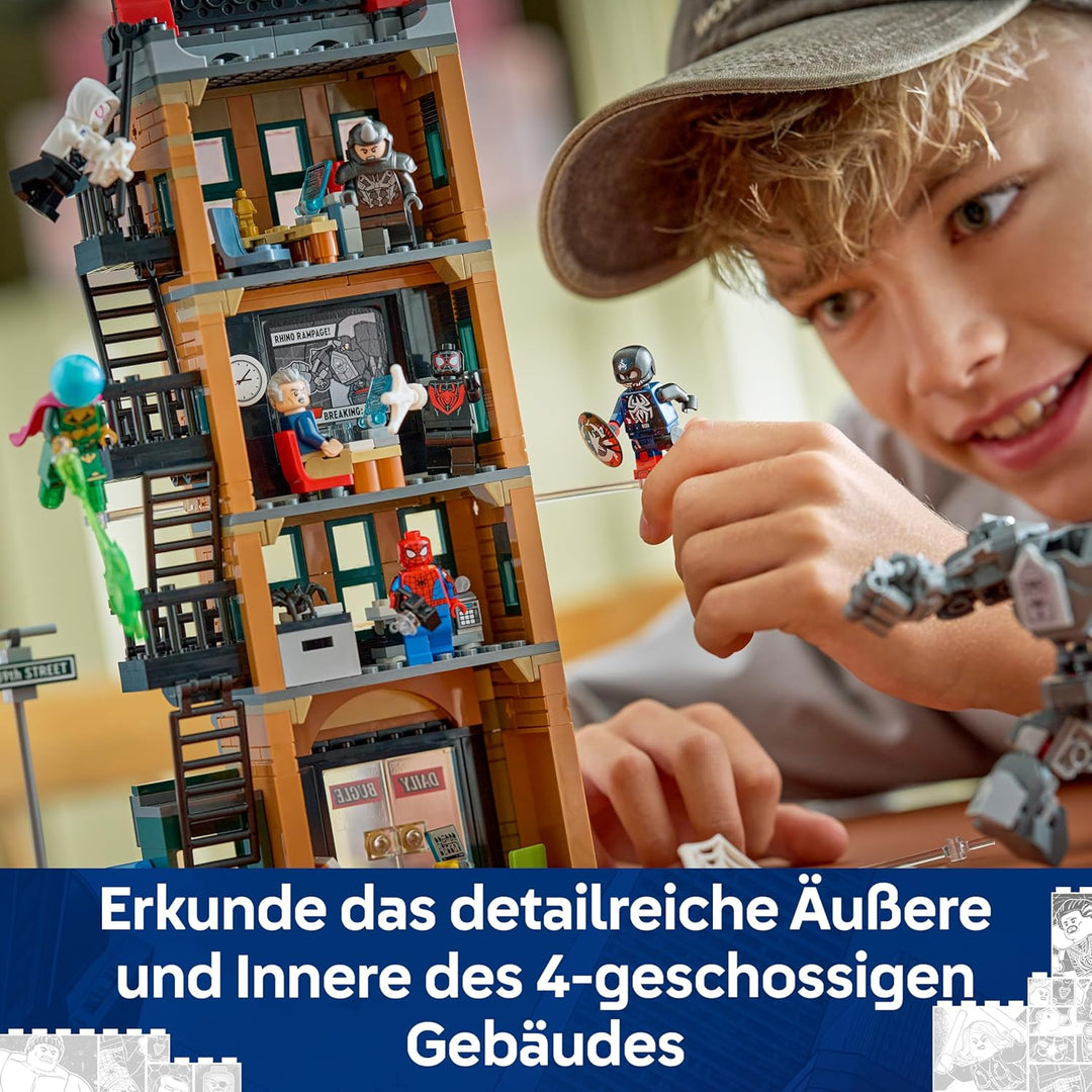 LEGO | Marvel Spider-Man vs. Mysterio: Daily Bugle - Superhelden Spielzeug mit Mech Actionfigur und