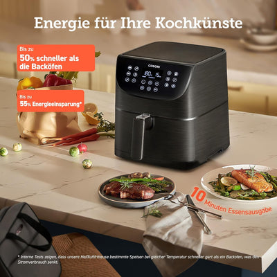 COSORI Heissluftfritteuse 5,5L XXL Friteuse Heissluft Fritteusen ohne Öl, Airfryer mit Digitalem LED