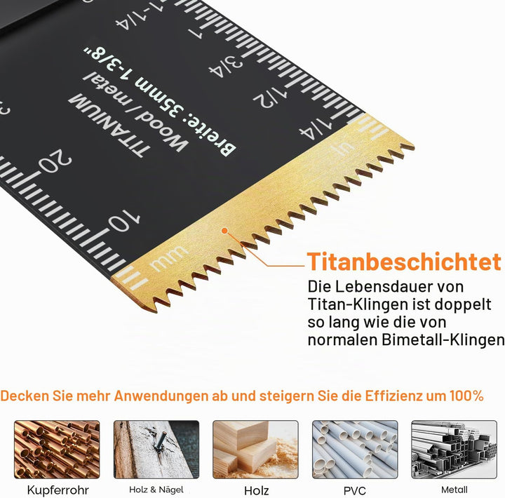 PECHAM 23tlg Multitool Sägeblätter Carbide Hartmetall,Titan-Oszillierende Sägeblätter,Gemischte Kit