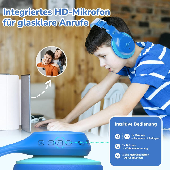 EarFun Bluetooth Kinder Kopfhörer, Noise Cancelling Kopfhörer Kinder, 74/85/94 dBA Sichere Lautstärk
