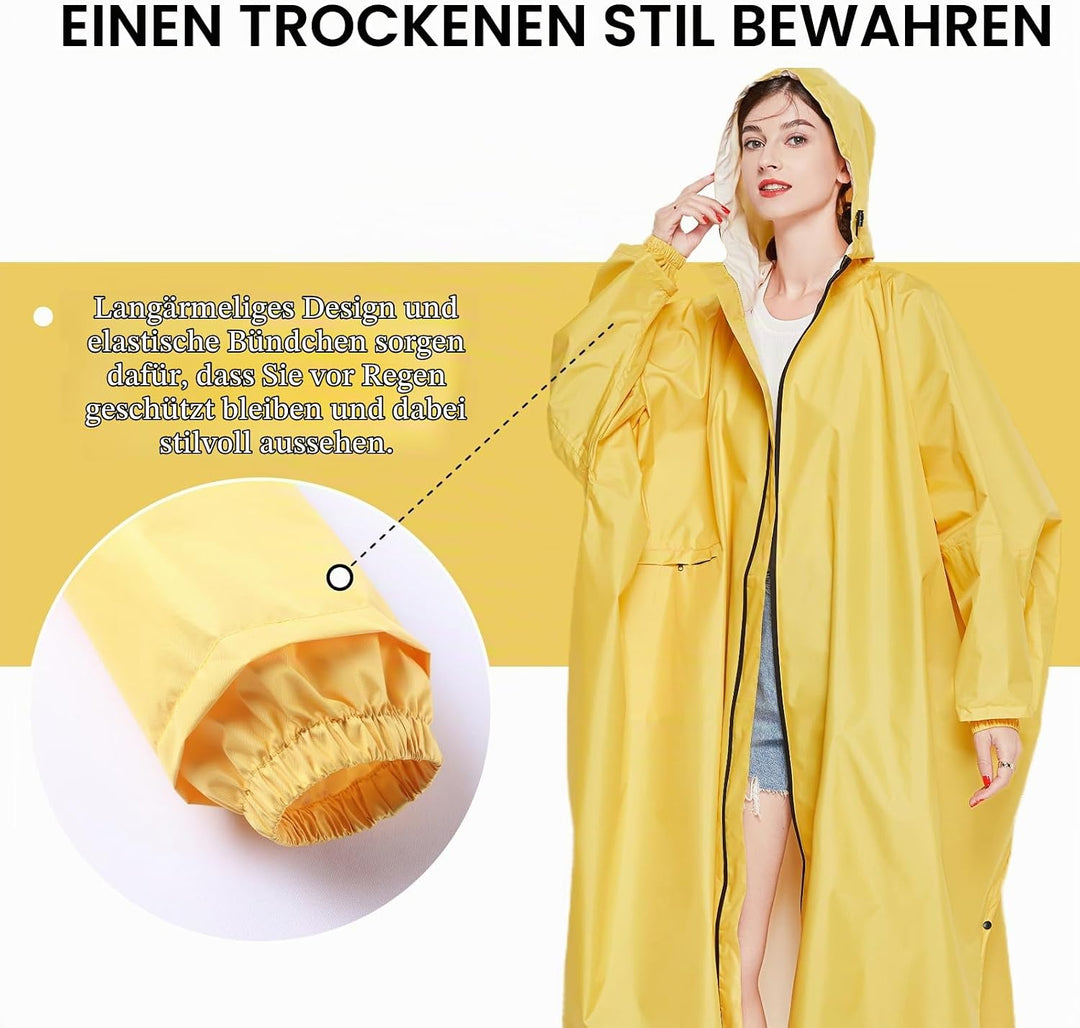 Ynport Crefreak Damen Lange Wasserdichte Regenmäntel Leichter Regenponcho Packbare Outdoor-Regenbekl
