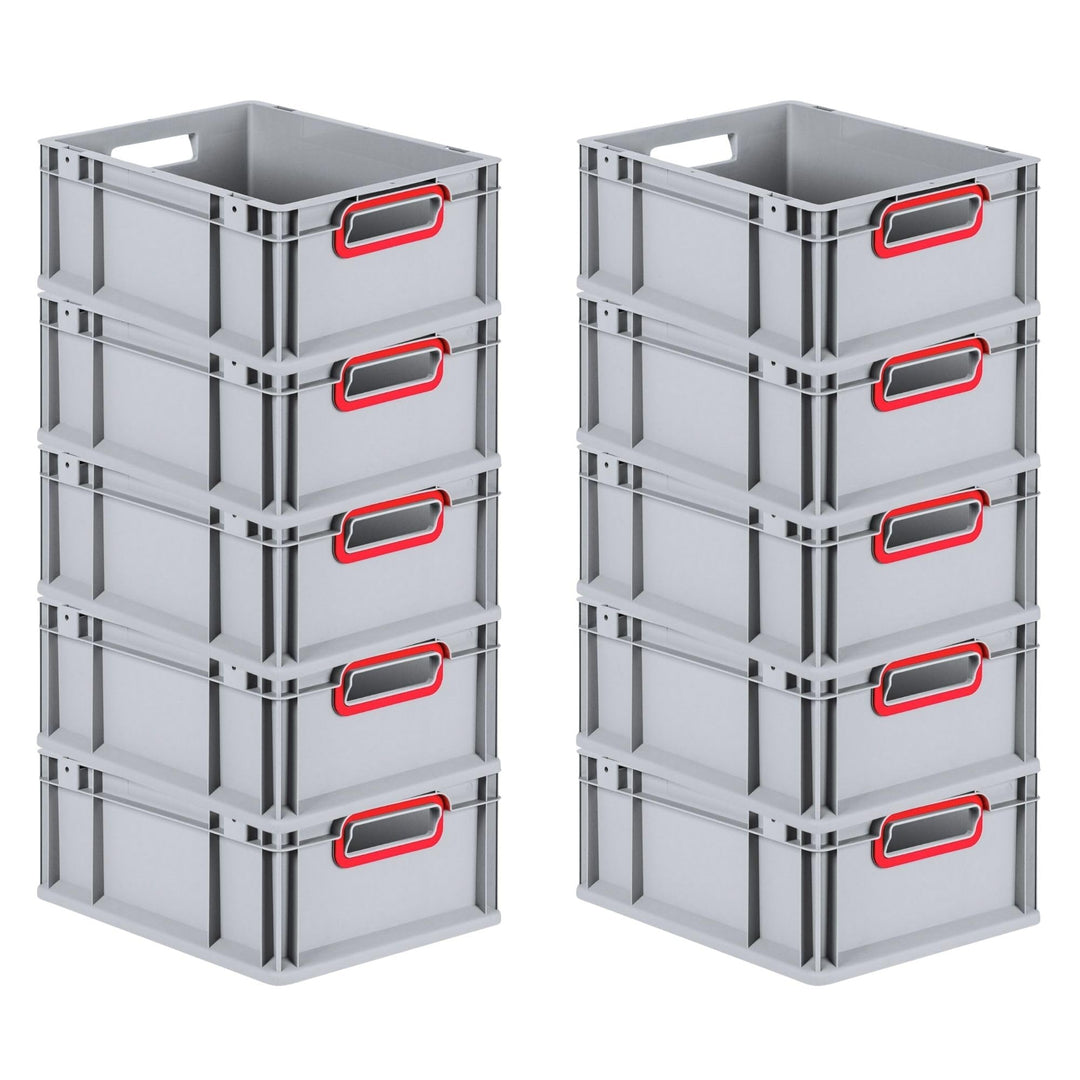 PROREGAL SuperSparSet 10x Eurobox NextGen Color | HxBxT 17x30x40cm | Griffe rot offen | Glatter Bode