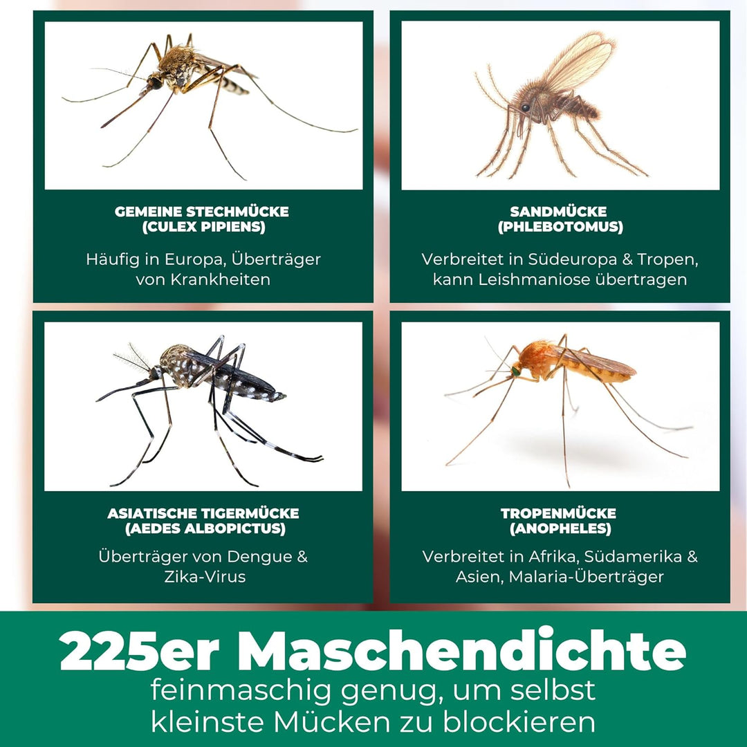 Silberkraft Premium Moskitonetz inklusive Klebehaken, XXL für Doppelbett, Betthimmel mit Reissversch