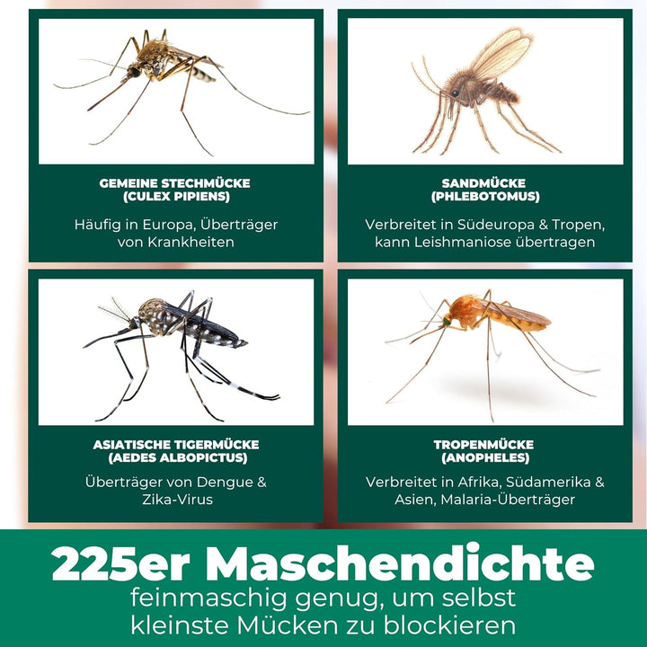 Silberkraft Premium Moskitonetz inklusive Klebehaken, XXL für Doppelbett, Betthimmel mit Reissversch