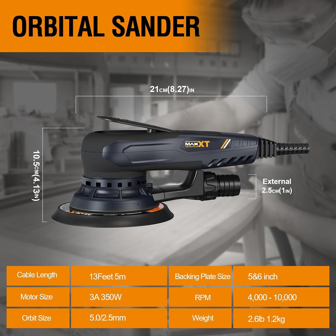 MAXXT 5.0mm Exzenterschleifer Brushless | 350W EC-Motor |150mm &amp; 125mm Dual-Schleifplatte | 4000-100