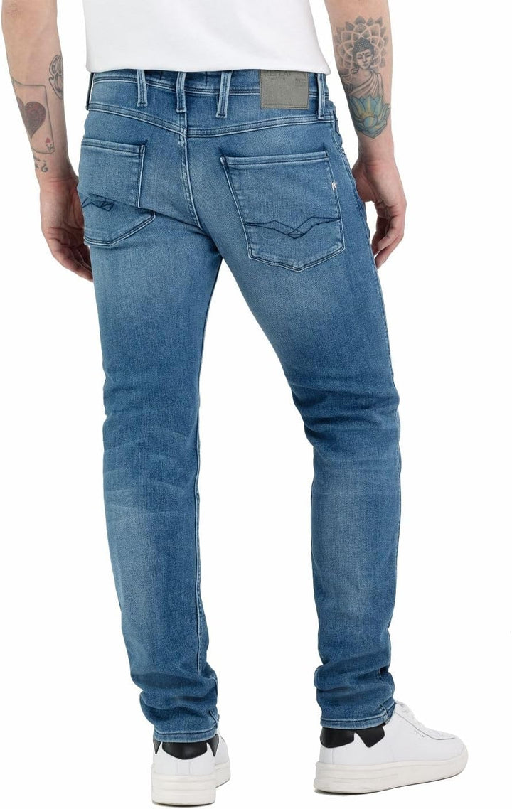 Replay Herren Jeans Anbass Slim-Fit mit Comfort Stretch 27W / 30L Medium Blue 009, 27W / 30L Medium
