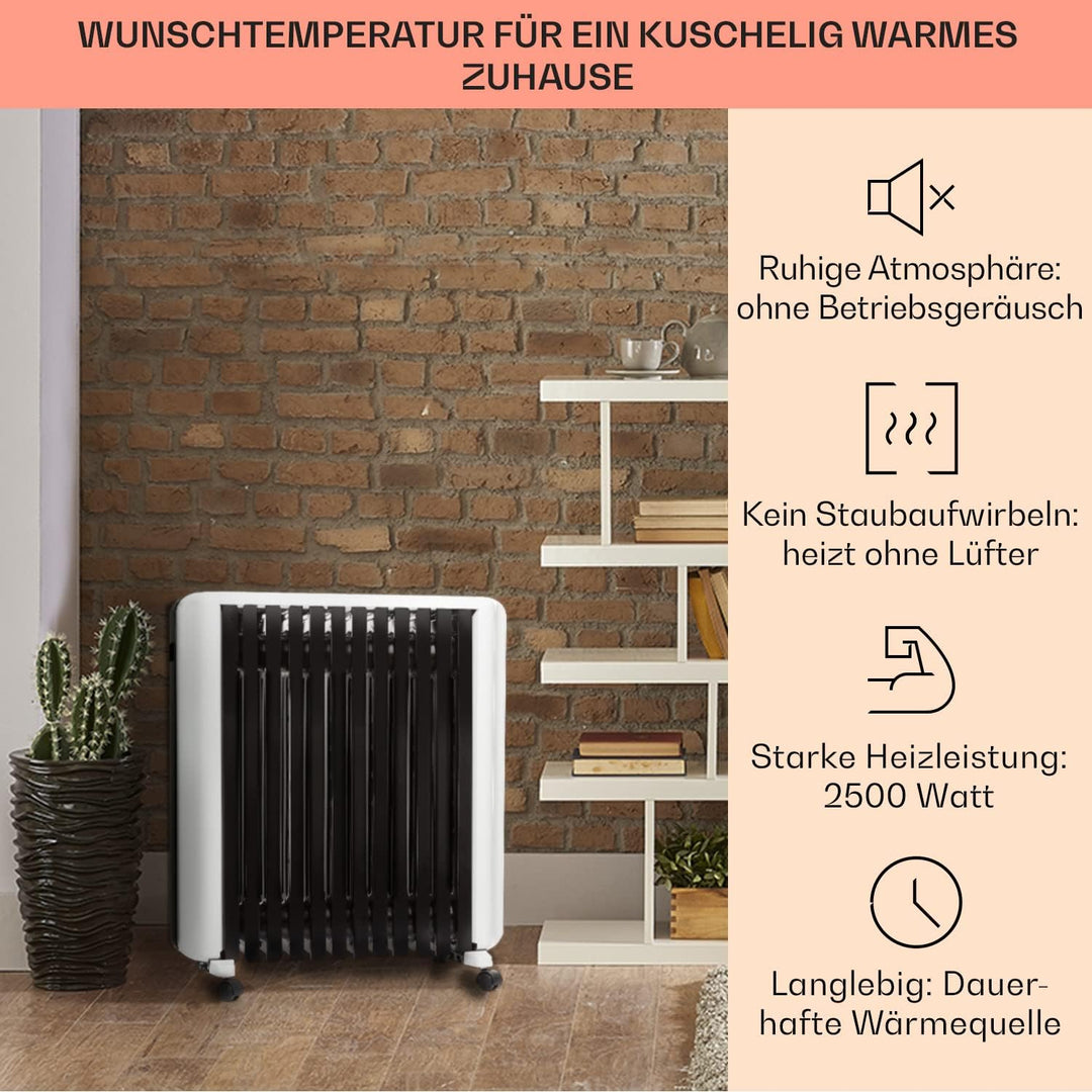 Klarstein Thermaxx 2500 Ölradiator - elektrische Heizung, 2500 Watt Leistung, 5-35 °C, spezielle Rip