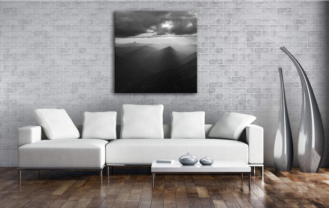 deyoli atemberaubende Aussicht von der Zugspitze Format: 60x60 Effekt: Schwarz&Weiss als Leinwandbil