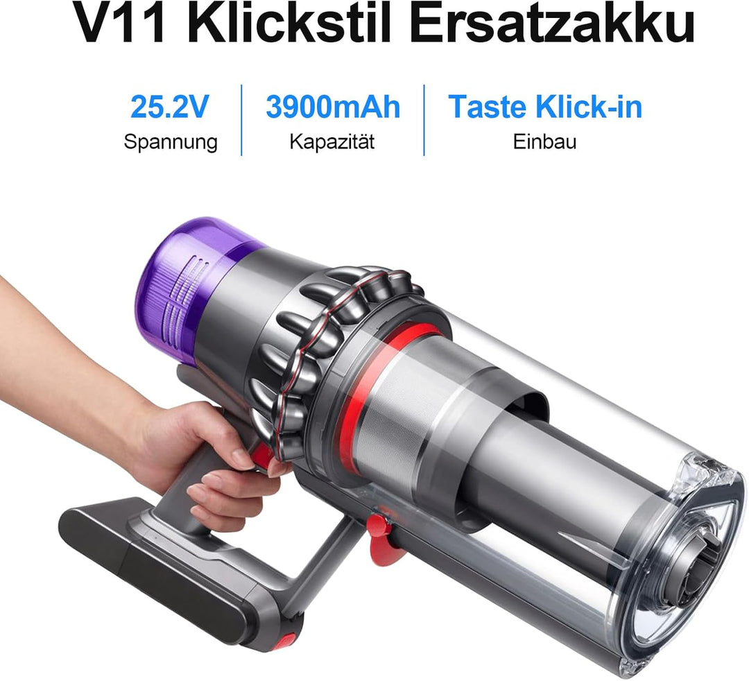 V11 Einrast Akku SV15 Klickstil Akku Ersatz für Dyson, 25.2V 3900mAh SV15 Ersatzakku für Dyson 97042