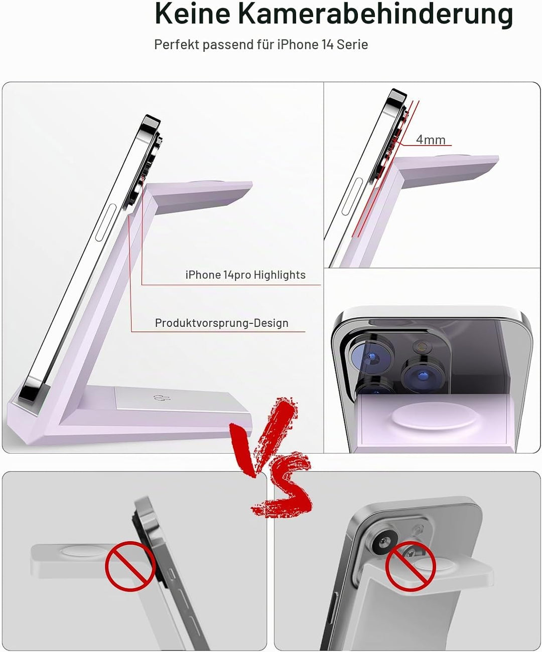 3 in 1 Induktive Ladestation Apple Watch und iPhone, Kabelloses Ladegerät für iPhone 17/16/15/14/13/