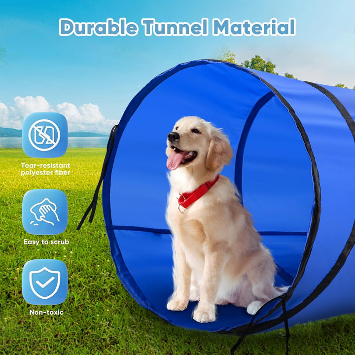 Agility Ausrüstungs Set für Hunde Agility Set mit 170CM Hundetunnel, Hindernisse mit Hundetunnel, 8