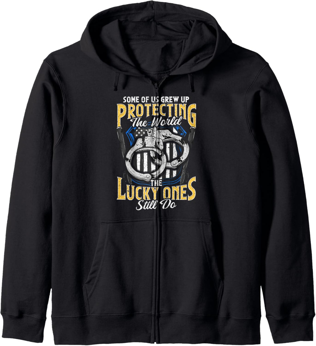 Thin Blue Line Cop Geschenk Polizei im Ruhestand Kapuzenjacke