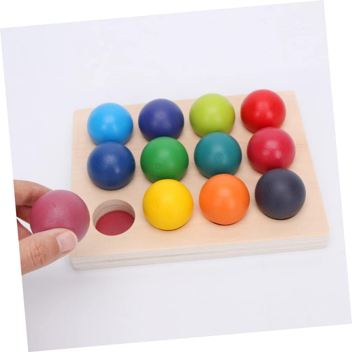 BESTonZON Montessori Holzspielzeug Farbsortierung Lernspiel für Kleinkinder, Regenbogen Sortierbrett