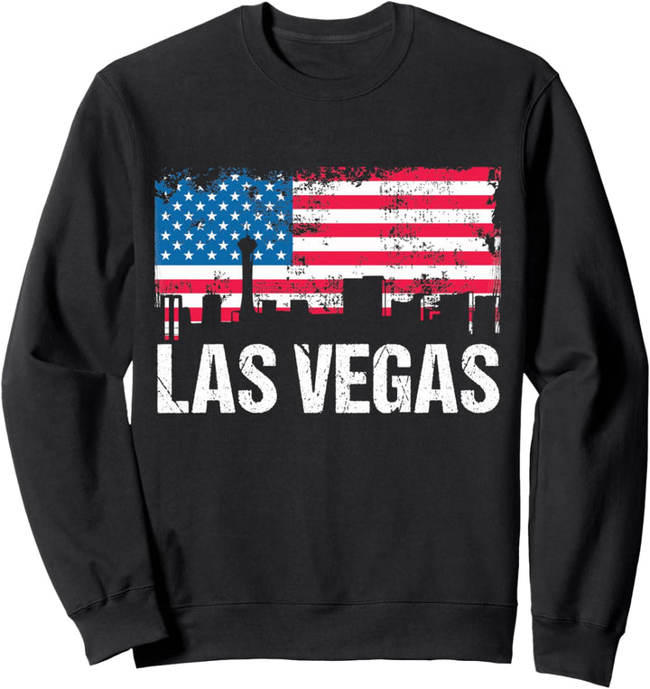 Vintage US-Flagge Amerikanische Stadt Skyline Las Vegas Nevada USA Sweatshirt