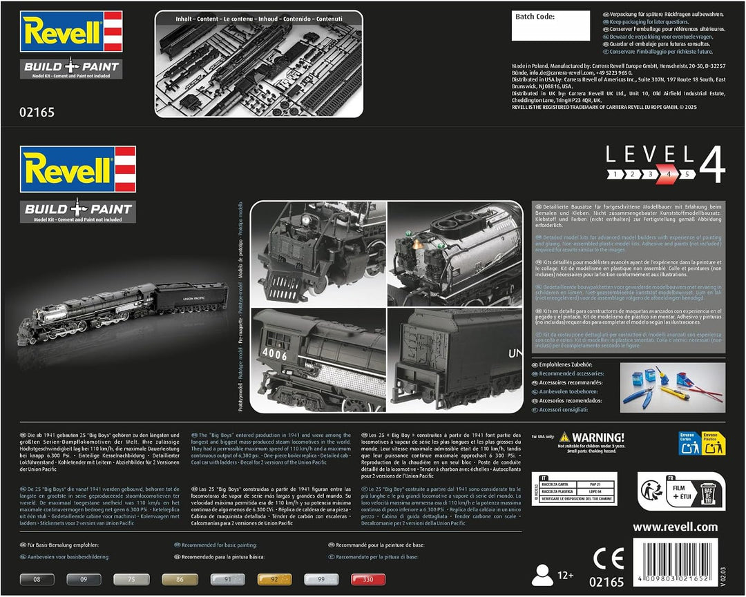 Revell 02165 H0 Dampflok Big Boy Plastik-Bausatz Big Boy Locomotive, Big Boy Locomotive