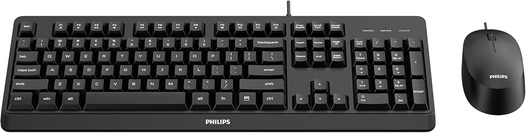 Philips SPT6307BL Kabelloses Tastatur- und Maus-Set – ergonomisches Design und Sensor mit 1600 DPI,