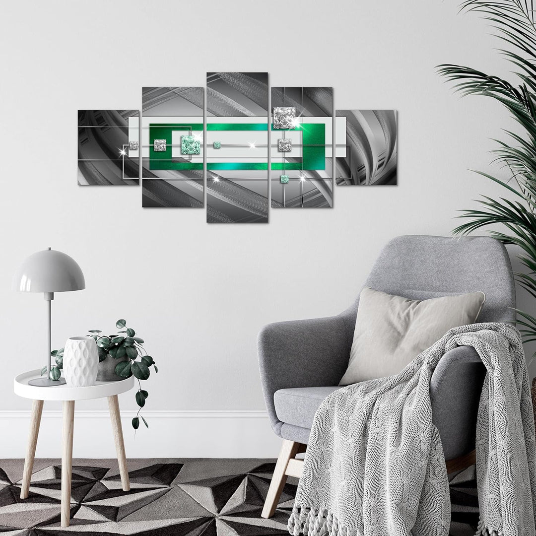 Runa Art Wandbilder Abstrakt 5 Teilig Bild auf Vlies Leinwand Deko Wohnzimmer Schlafzimmer Diamant G