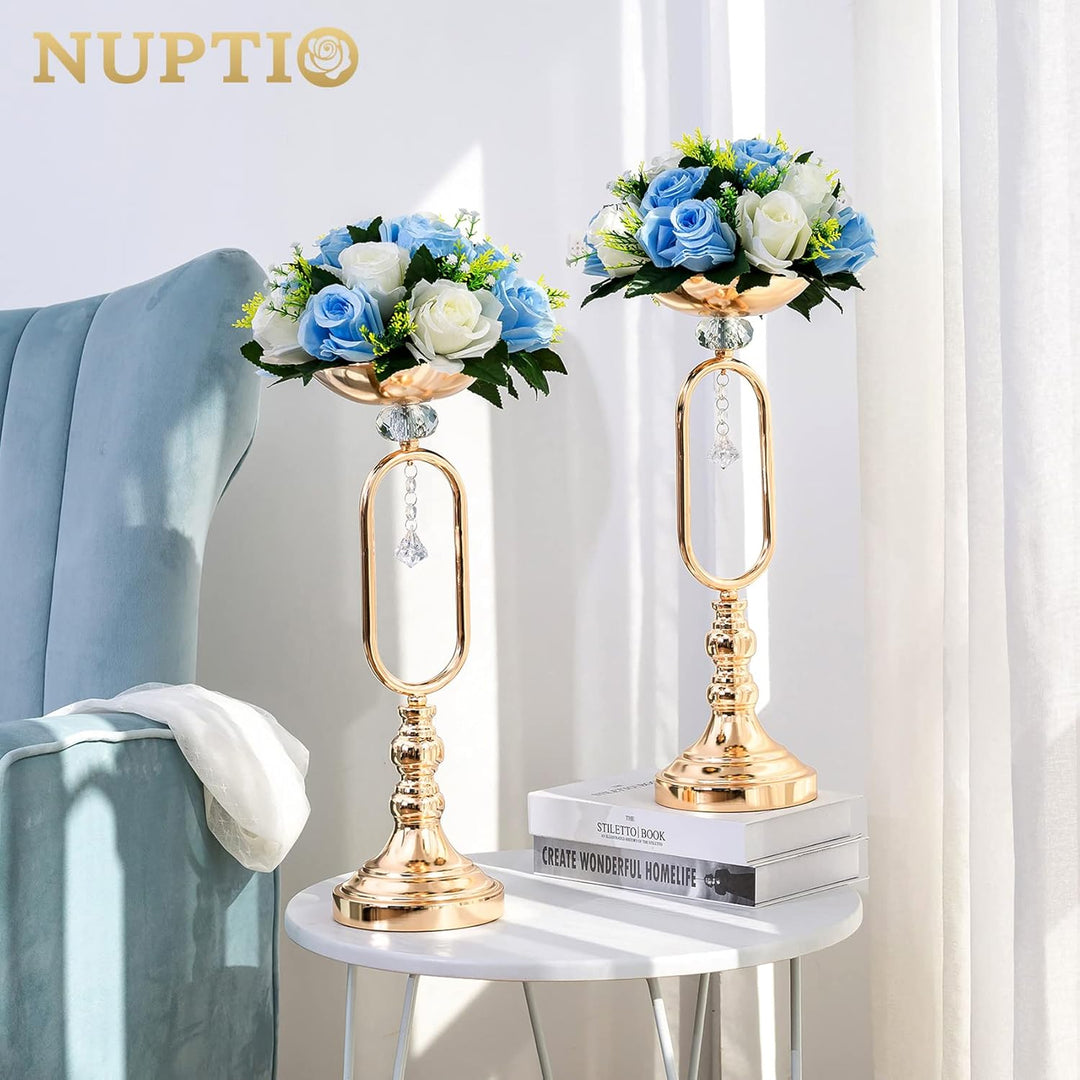 Nuptio 6 künstliche Blumensträusse künstlicher Blumenstrauss, 15 Plastikrosen im Strauss mit Halter,