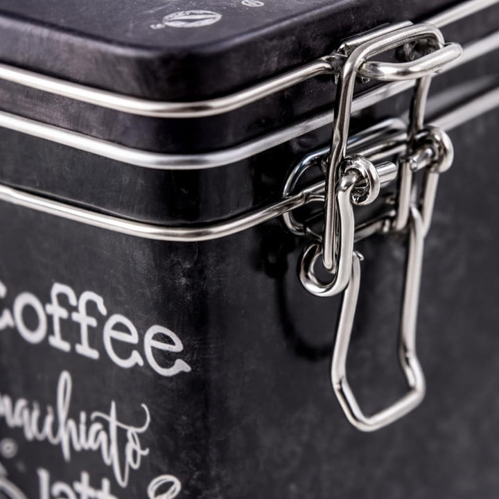 Rechteckige Kaffeedose im Vintage-Stil, schwarz/weiss, Retro-Blechdose für die Küche, hermetisch abg