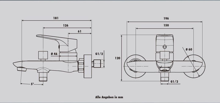 TrendLine Badewannenarmatur Miami chrom aus Messing Mischbatterie Armatur